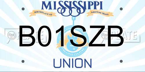B01SZB Mississippi License Plate