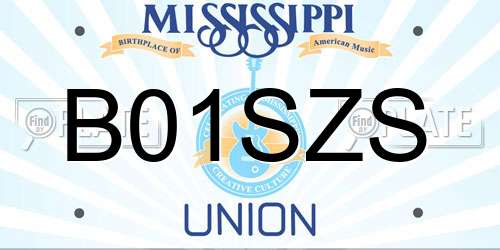 B01SZS Mississippi License Plate