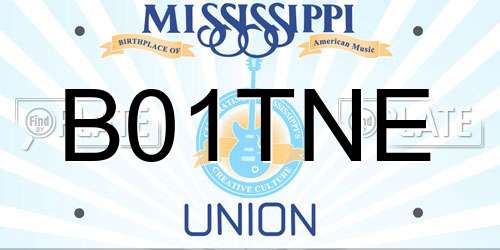 B01TNE Mississippi License Plate
