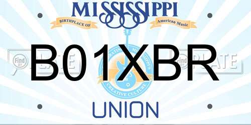 B01XBR Mississippi License Plate