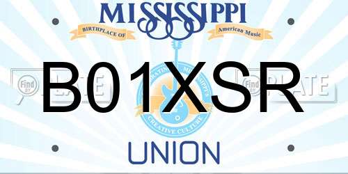 B01XSR Mississippi License Plate