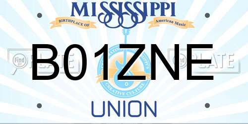 B01ZNE Mississippi License Plate