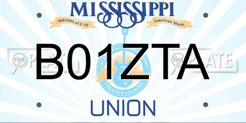 B01ZTA Mississippi License Plate