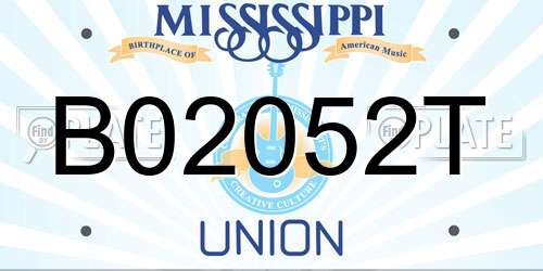 B02052T Mississippi License Plate