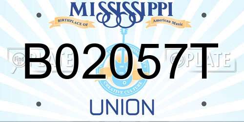 B02057T Mississippi License Plate