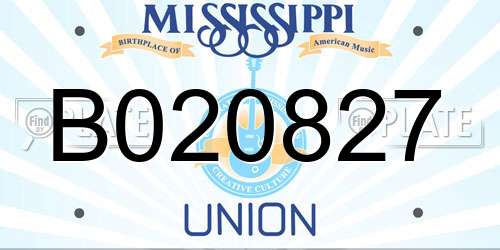 B020827 Mississippi License Plate