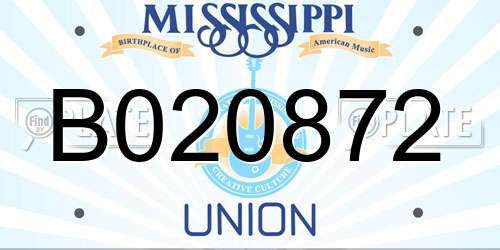 B020872 Mississippi License Plate