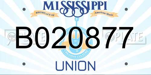 B020877 Mississippi License Plate