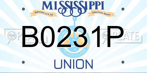 B0231P Mississippi License Plate