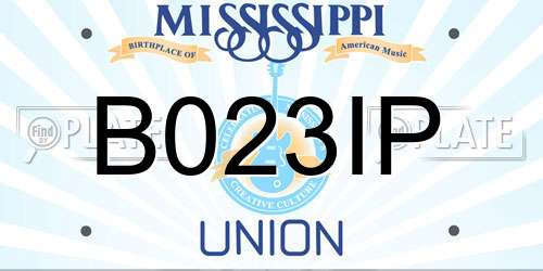 B023IP Mississippi License Plate