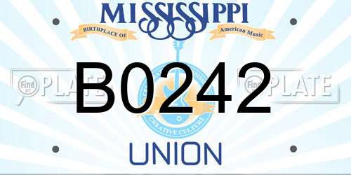 B0242 Mississippi License Plate