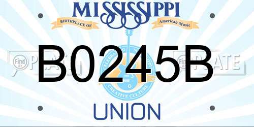 B0245B Mississippi License Plate