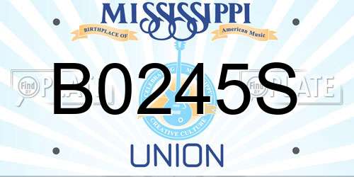 B0245S Mississippi License Plate