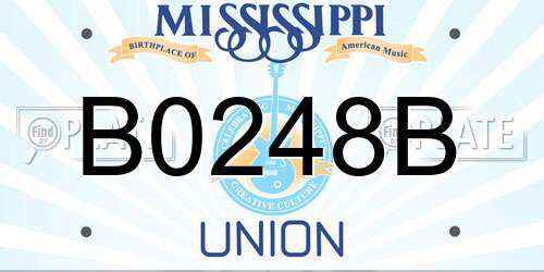 B0248B Mississippi License Plate