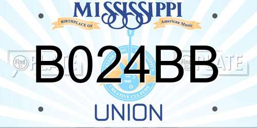 B024BB Mississippi License Plate
