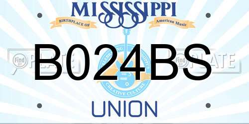 B024BS Mississippi License Plate