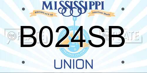B024SB Mississippi License Plate