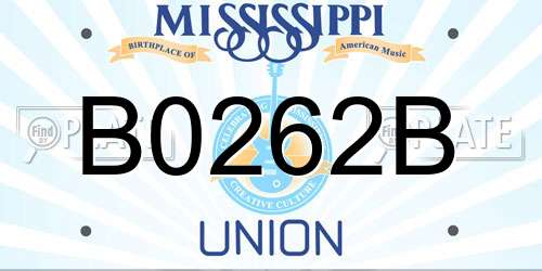 B0262B Mississippi License Plate
