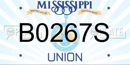 B0267S Mississippi License Plate