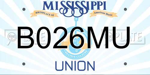 B026MU Mississippi License Plate