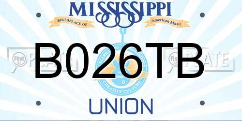 B026TB Mississippi License Plate