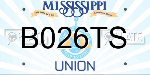 B026TS Mississippi License Plate