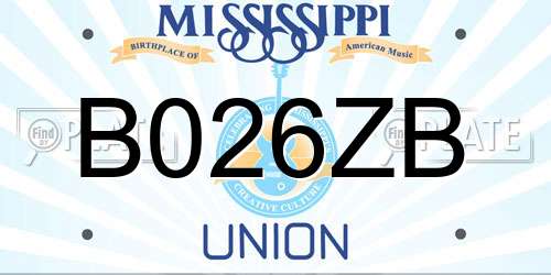 B026ZB Mississippi License Plate