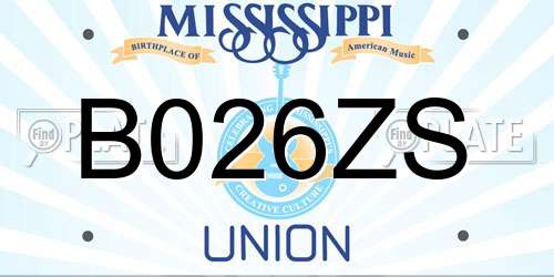 B026ZS Mississippi License Plate