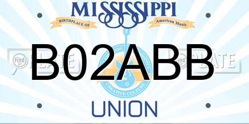 B02ABB Mississippi License Plate