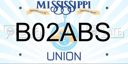 B02ABS Mississippi License Plate