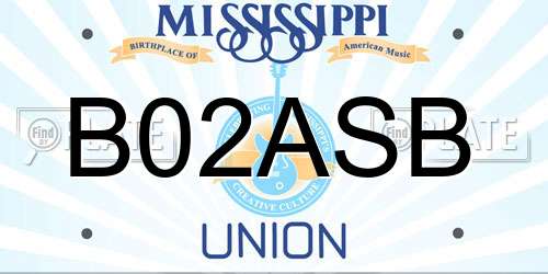 B02ASB Mississippi License Plate