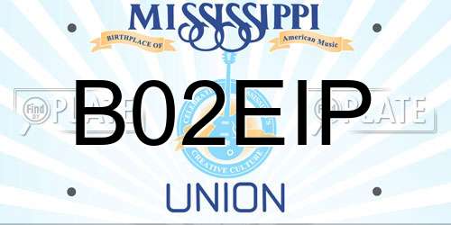 B02EIP Mississippi License Plate