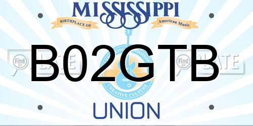 B02GTB Mississippi License Plate
