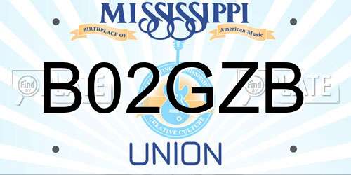 B02GZB Mississippi License Plate