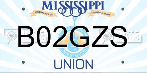 B02GZS Mississippi License Plate