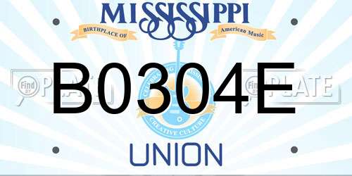 B0304E Mississippi License Plate