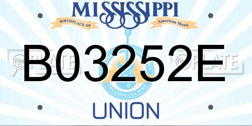 B03252E Mississippi License Plate
