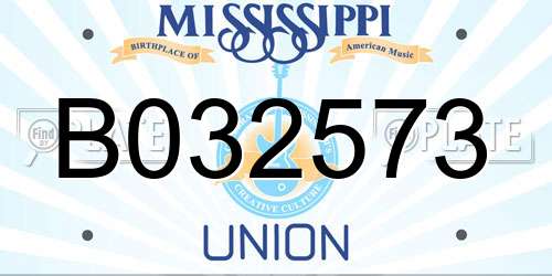 B032573 Mississippi License Plate