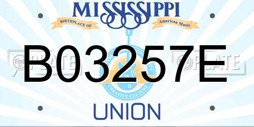 B03257E Mississippi License Plate
