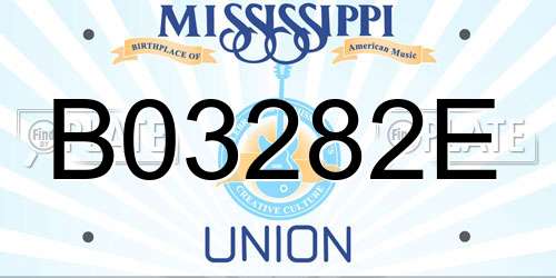 B03282E Mississippi License Plate