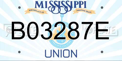 B03287E Mississippi License Plate