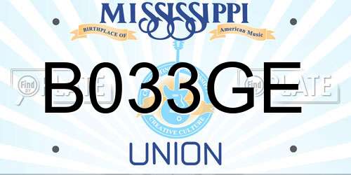 B033GE Mississippi License Plate