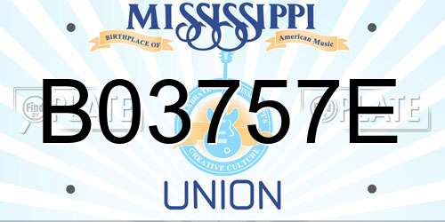 B03757E Mississippi License Plate