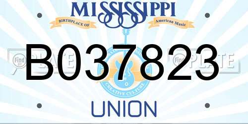 B037823 Mississippi License Plate