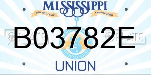 B03782E Mississippi License Plate