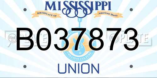 B037873 Mississippi License Plate