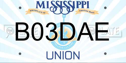 B03DAE Mississippi License Plate