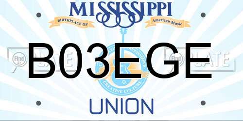 B03EGE Mississippi License Plate