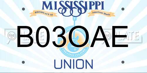 B03OAE Mississippi License Plate