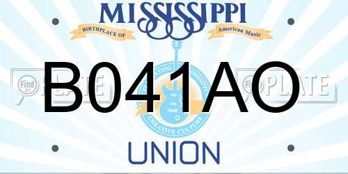 B041AO Mississippi License Plate